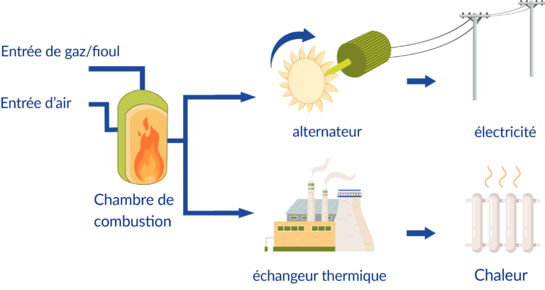 Schéma de la cogénération par Quad-lab